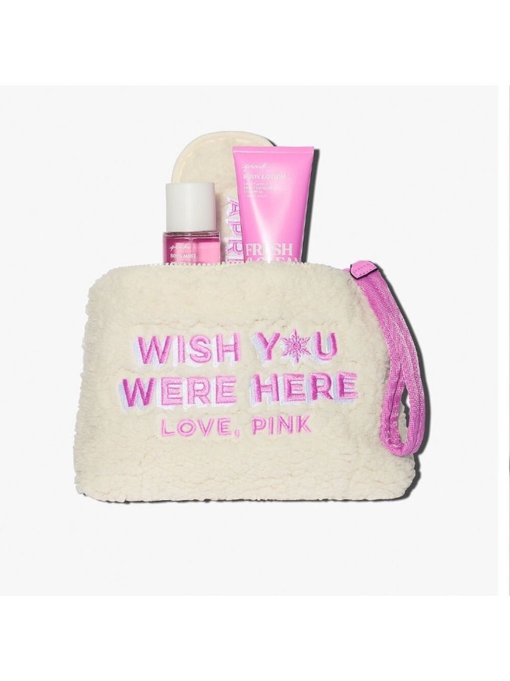 Pink Fleece Travel Set with Eye Mask and Lotions